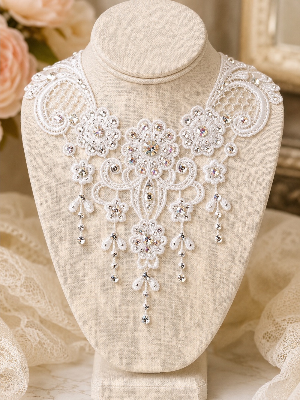 Swarovski Crystal & Venice Lace Choker Necklace
